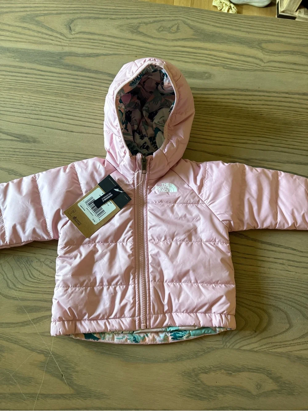The North Face Reversible Perrito Hooded Jacket (Infant) Cameo Pink 6-12 Months